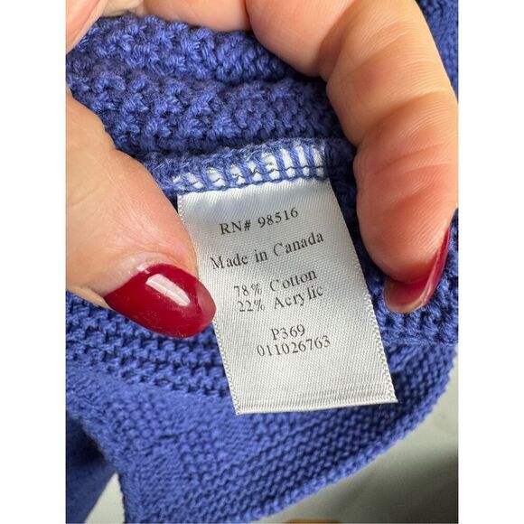 Coldwater Creek Cable Knit Pullover Sweater Zippered Neckline Long Sleeve Blue L - Picture 4 of 15